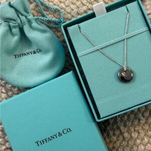Tiffany & Co. Silver Round Pendant Necklace with Signature Blue Box